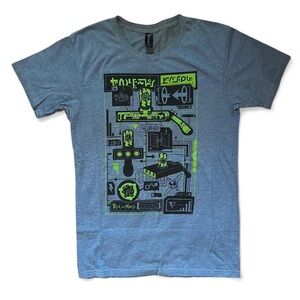 RICK AND MORTY • BLUE / GREEN PORTAL GUN GRAPHIC TEE • SIZE - S • LOOTCRATE